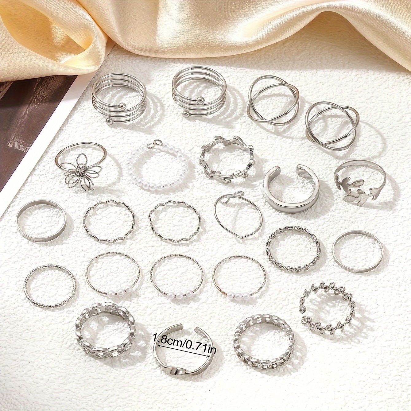 22pc Geometric Irregular Open Stackable Ring Set for Women
